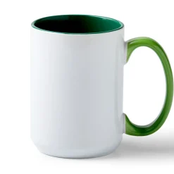 Mug biseauté en céramique à personnaliser - Vert Forét, 425 ml (15 oz) (1 unité)