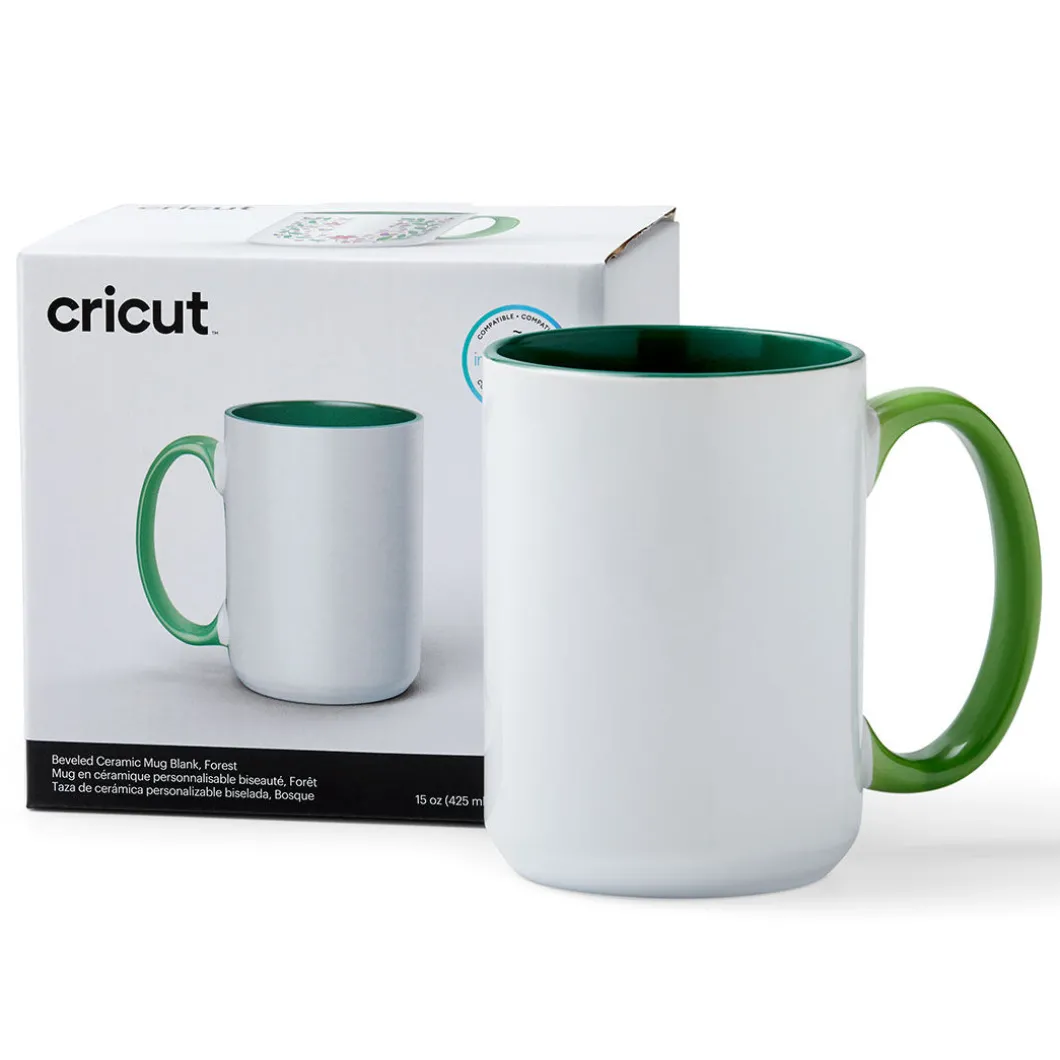 Mug biseauté en céramique à personnaliser - Vert Forét, 425 ml (15 oz) (1 unité)