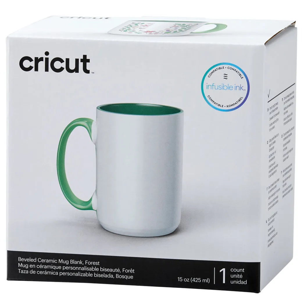 Mug biseauté en céramique à personnaliser - Vert Forét, 425 ml (15 oz) (1 unité)