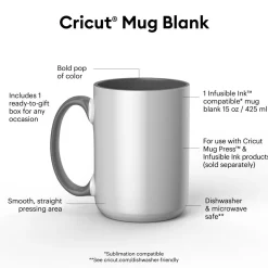 Mug biseauté en céramique à personnaliser - Gris, 425ml (15oz) (1unité)