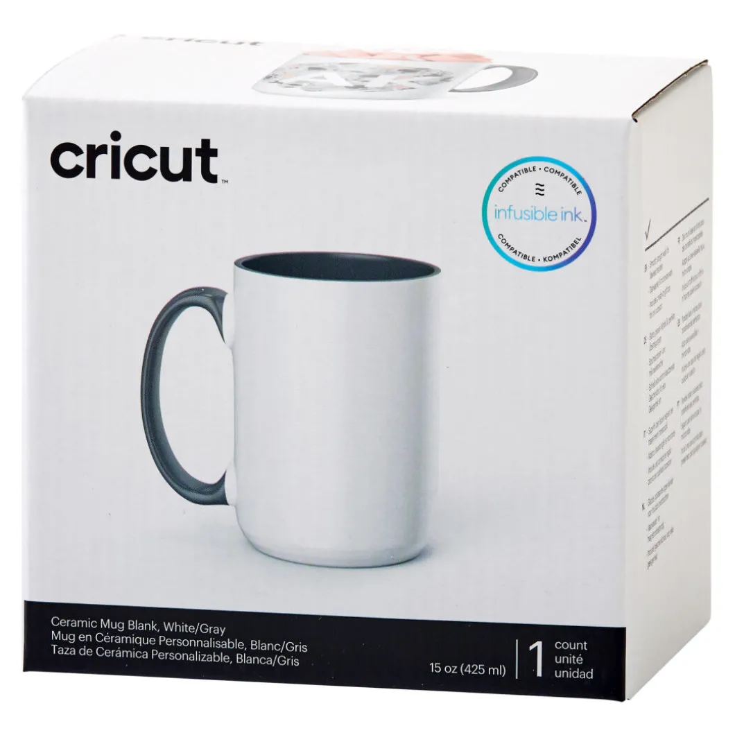 Mug biseauté en céramique à personnaliser - Gris, 425ml (15oz) (1unité)