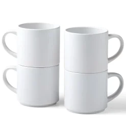 Mug personnalisable et empilable en céramique, blanc - 340ml/12oz (4unités)
