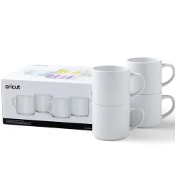 Mug personnalisable et empilable en céramique, blanc - 340ml/12oz (4unités)