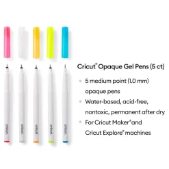Stylo gel opaque 1,0mm, rose/blanc/orange/jaune/bleu (5unités)